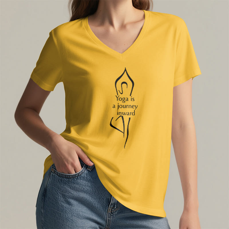 Olivenorma "Yoga is a journey inward" V-Neck Meditation T-Shirt - image 24