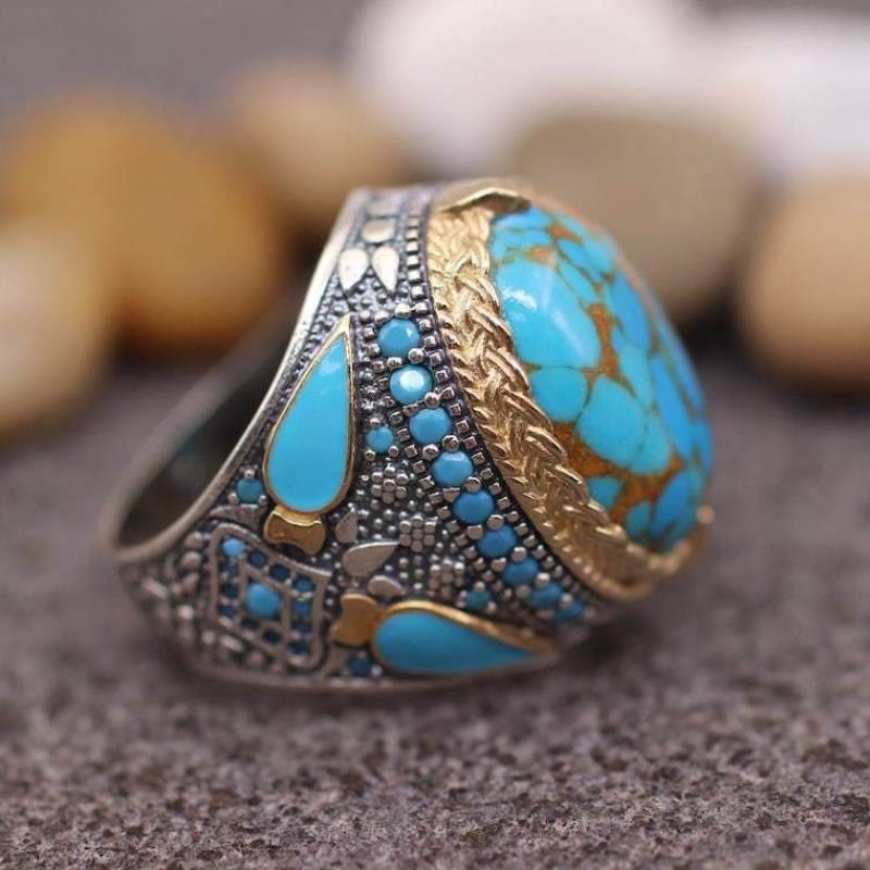 FREE Today: Men's Vintage Egg-Shaped Inlaid Ornament Two-Color Ring - US 13 - image 0
