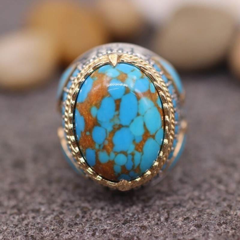 FREE Today: Men's Vintage Egg-Shaped Inlaid Ornament Two-Color Ring - image 1