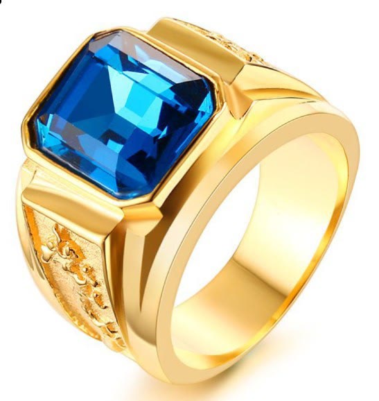 FREE Today: Men Dragon Pattern Diamond Vintage Contract Mosaic Ring - Blue Topaz Golden - US 13 - image 6