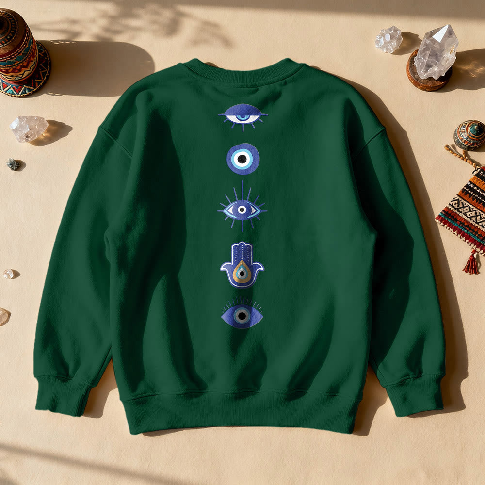 Olivenorma Stylish Evil Eye Element Printed Sweatshirt - Green - 2XL - image 7
