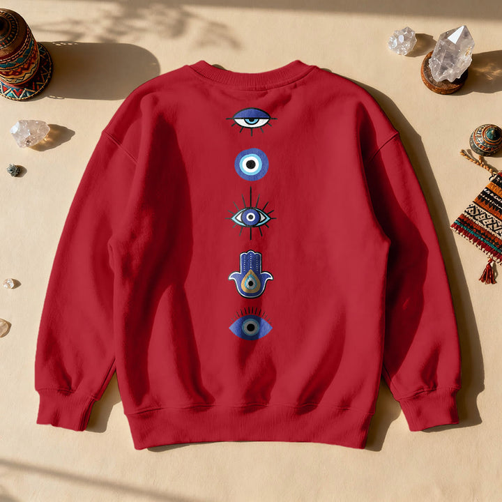 Olivenorma Stylish Evil Eye Element Printed Sweatshirt - Red - 2XL - image 6