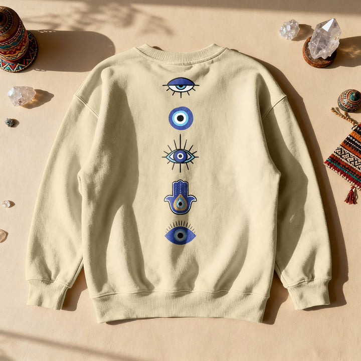 Olivenorma Stylish Evil Eye Element Printed Sweatshirt - Khaki - 2XL - image 4