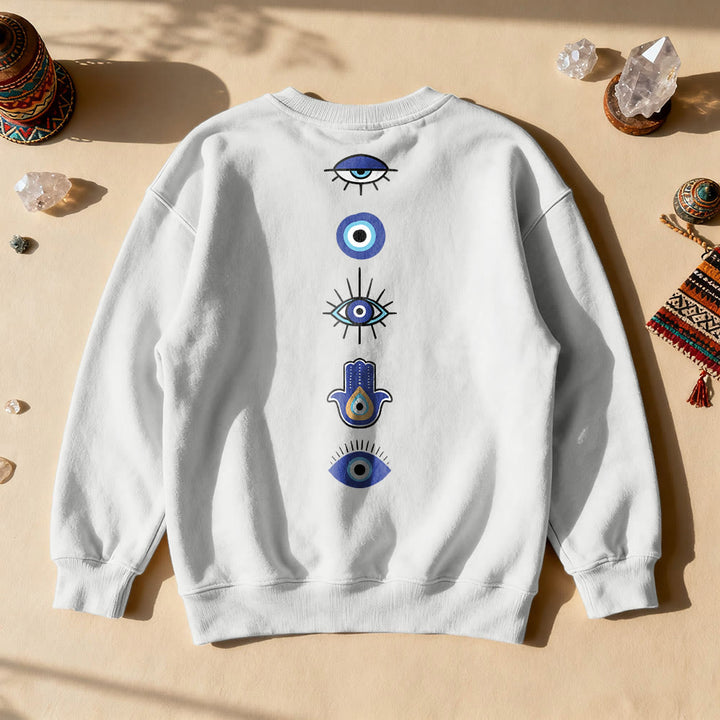 Olivenorma Stylish Evil Eye Element Printed Sweatshirt - White - 2XL - image 1