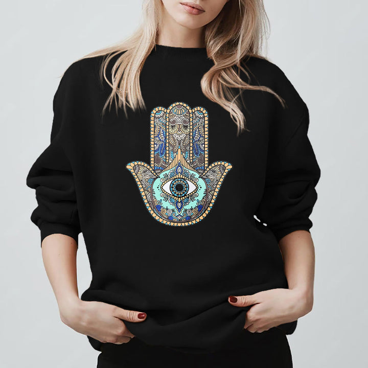 Olivenorma Chic Evil Eye Hamsa Hand Sweatshirt - image 2