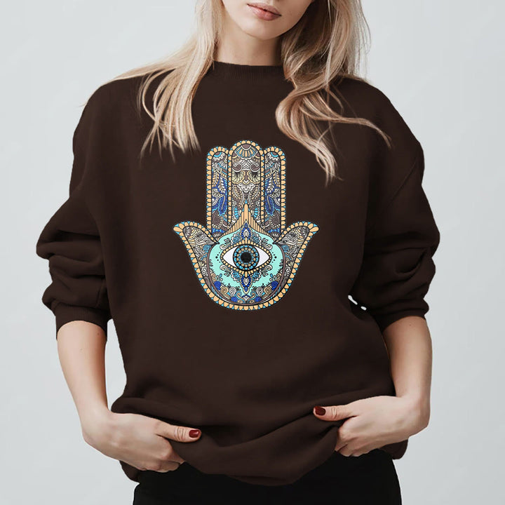 Olivenorma Chic Evil Eye Hamsa Hand Sweatshirt - image 6