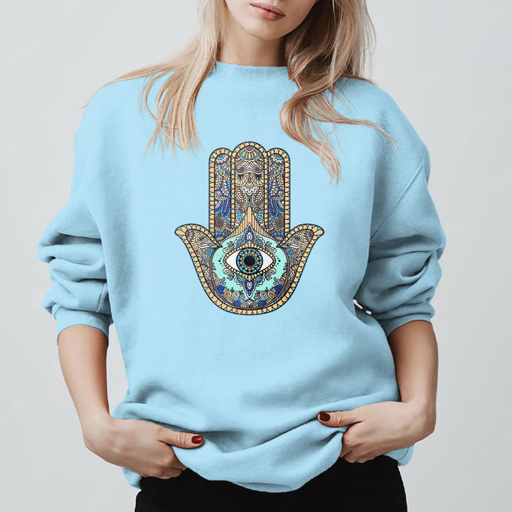 Olivenorma Chic Evil Eye Hamsa Hand Sweatshirt - image 10