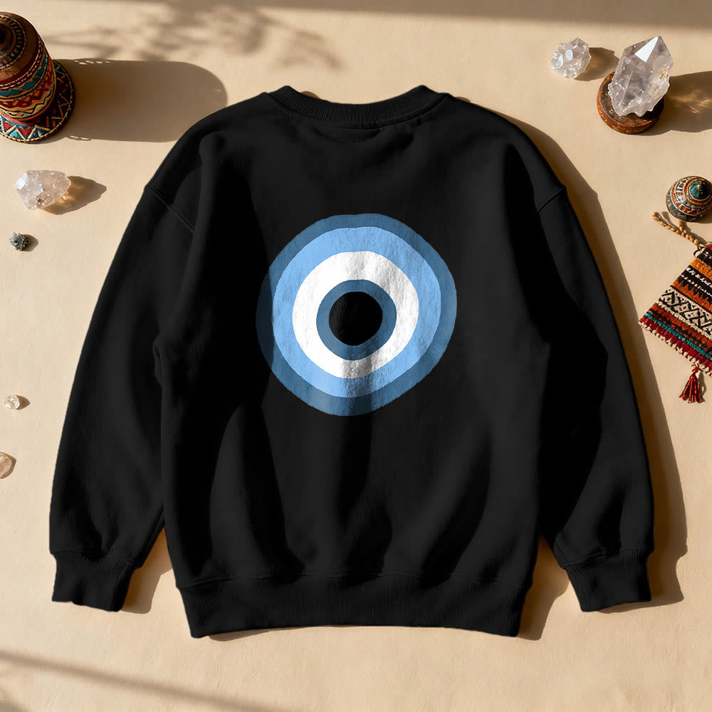 Olivenorma Unisex Blue Evil Eye Sweatshirt - Black - 2XL - image 8