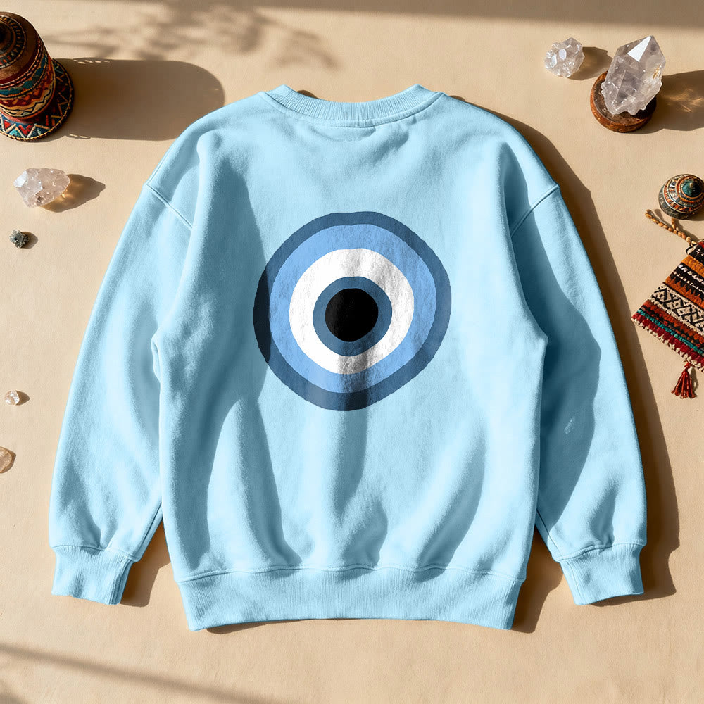 Olivenorma Unisex Blue Evil Eye Sweatshirt - Blue - 2XL - image 2