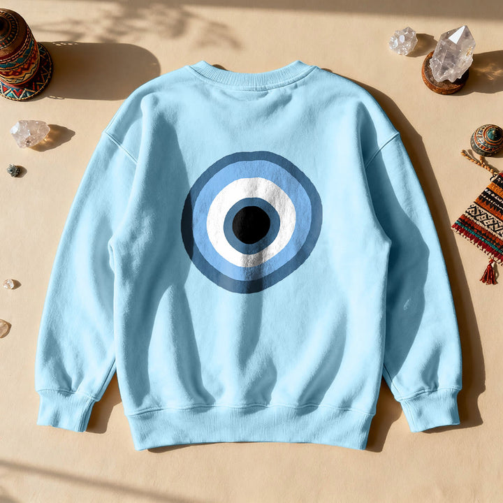 Olivenorma Unisex Blue Evil Eye Sweatshirt - Blue - 2XL - image 2