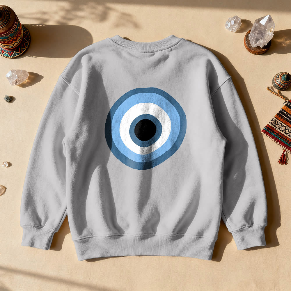 Olivenorma Unisex Blue Evil Eye Sweatshirt - Gray - 2XL - image 11