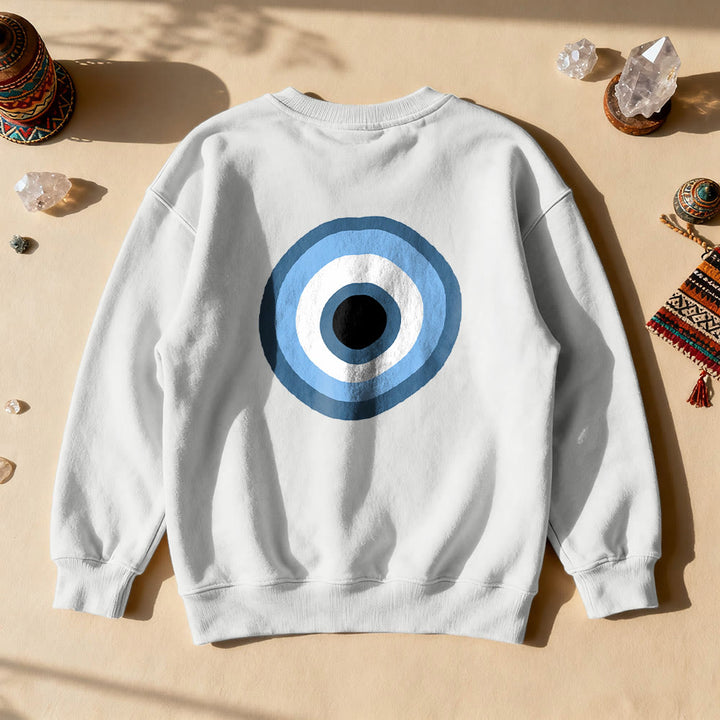Olivenorma Unisex Blue Evil Eye Sweatshirt - White - 2XL - image 5