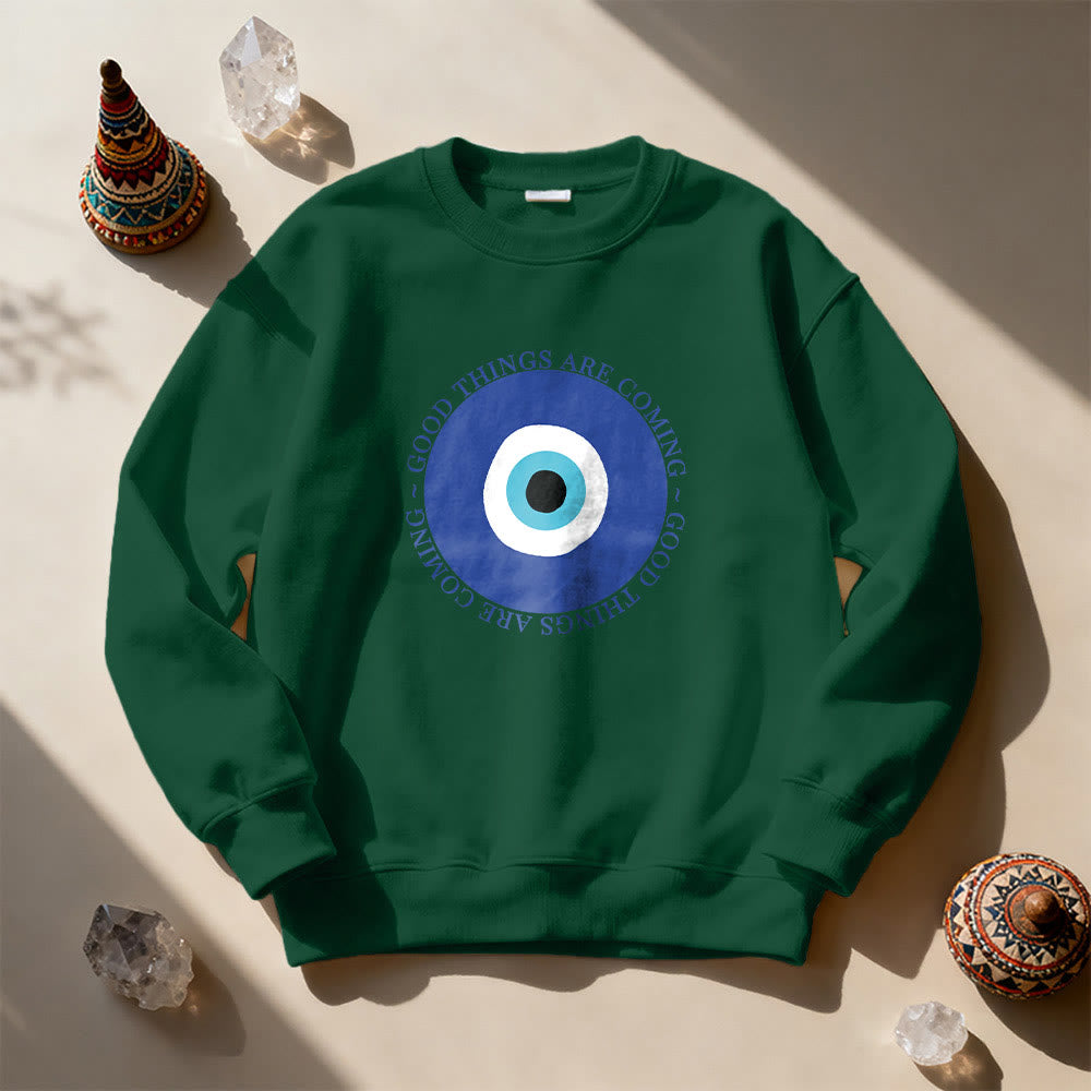 Olivenorma Vintage Classic Evil Eye Design Sweatshirt - Green - 2XL - image 15