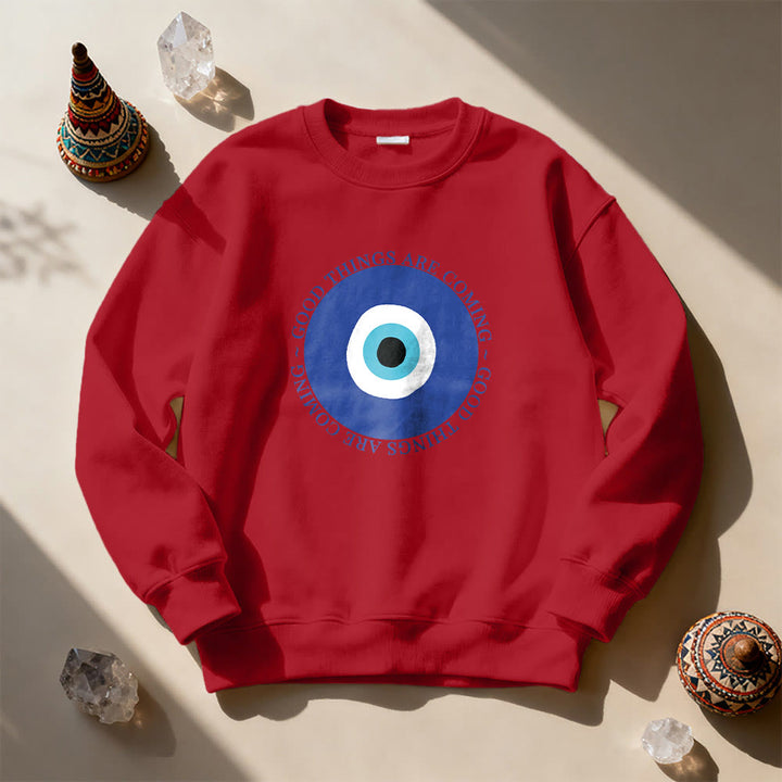 Olivenorma Vintage Classic Evil Eye Design Sweatshirt - Red - 2XL - image 13