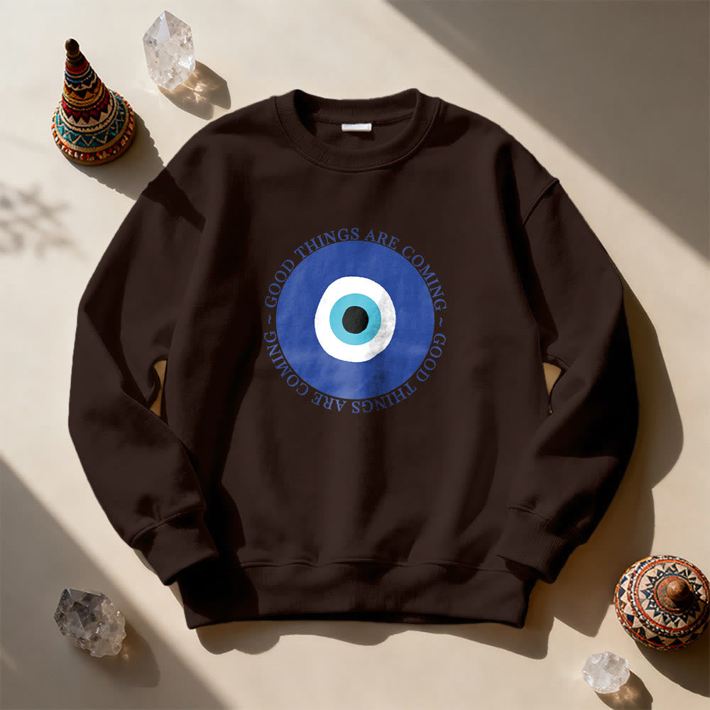 Olivenorma Vintage Classic Evil Eye Design Sweatshirt - Brown - 2XL - image 7