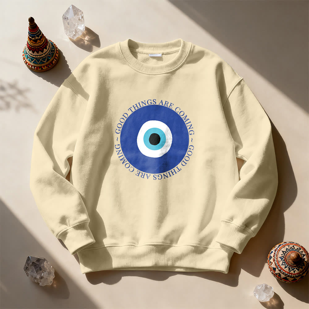 Olivenorma Vintage Classic Evil Eye Design Sweatshirt - Khaki - 2XL - image 9