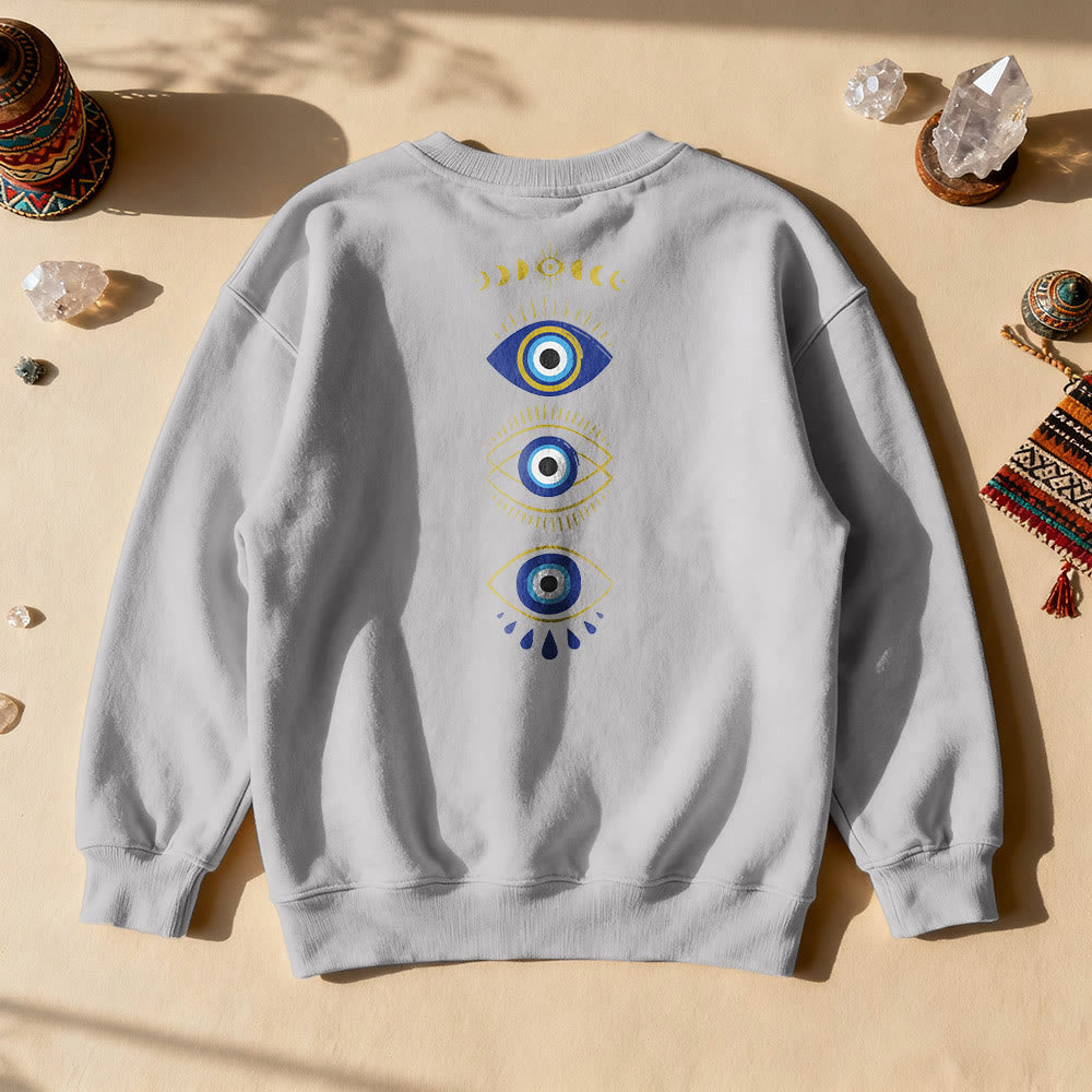 Olivenorma Layered Evil Eye Moon Phases Sweatshirt - Gray - 2XL - image 8