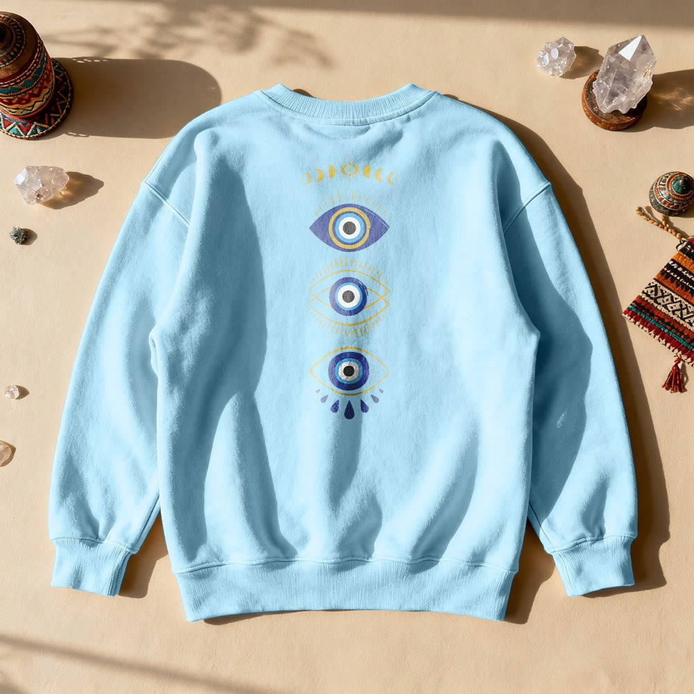 Olivenorma Layered Evil Eye Moon Phases Sweatshirt - Blue - 2XL - image 17