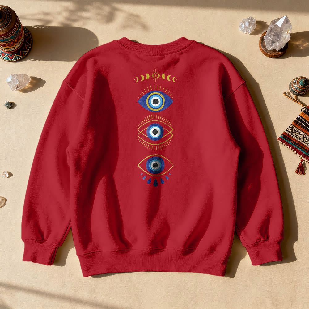 Olivenorma Layered Evil Eye Moon Phases Sweatshirt - Red - 2XL - image 20