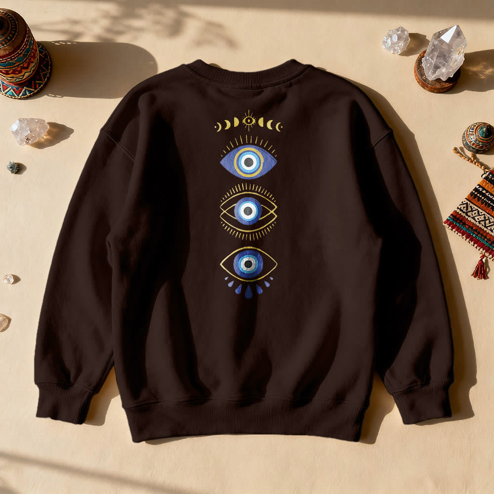 Olivenorma Layered Evil Eye Moon Phases Sweatshirt - Brown - 2XL - image 11