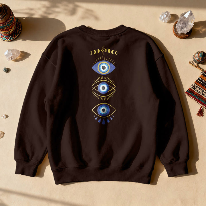 Olivenorma Layered Evil Eye Moon Phases Sweatshirt - Brown - 2XL - image 11