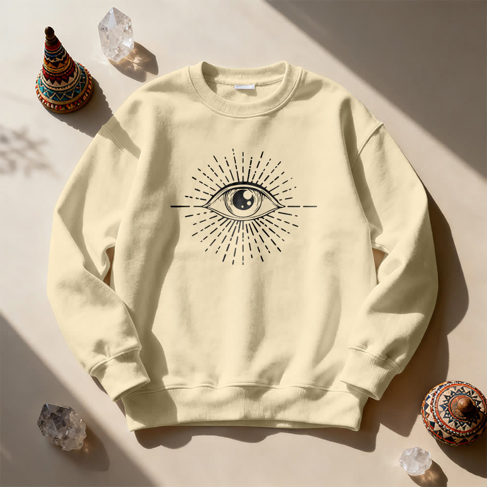 Olivenorma Spiritual Evil Eye Sunburst Sweatshirt  - Khaki - 2XL - image 11