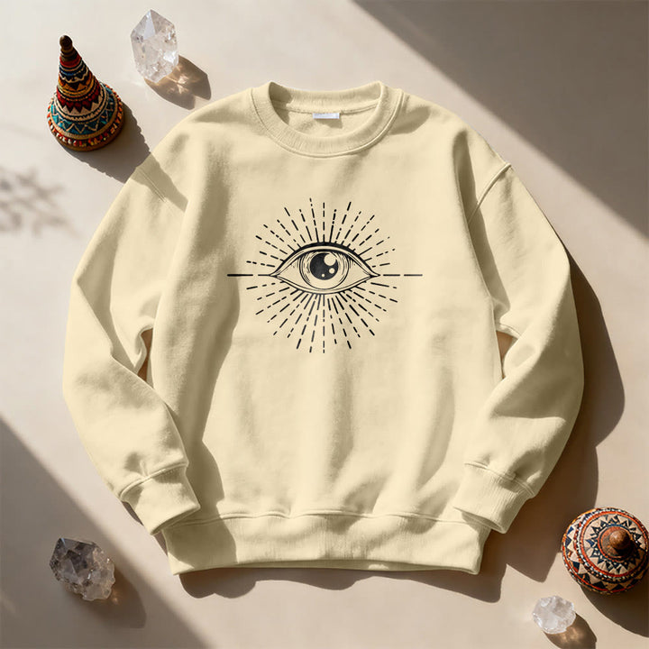 Olivenorma Spiritual Evil Eye Sunburst Sweatshirt  - Khaki - 2XL - image 11