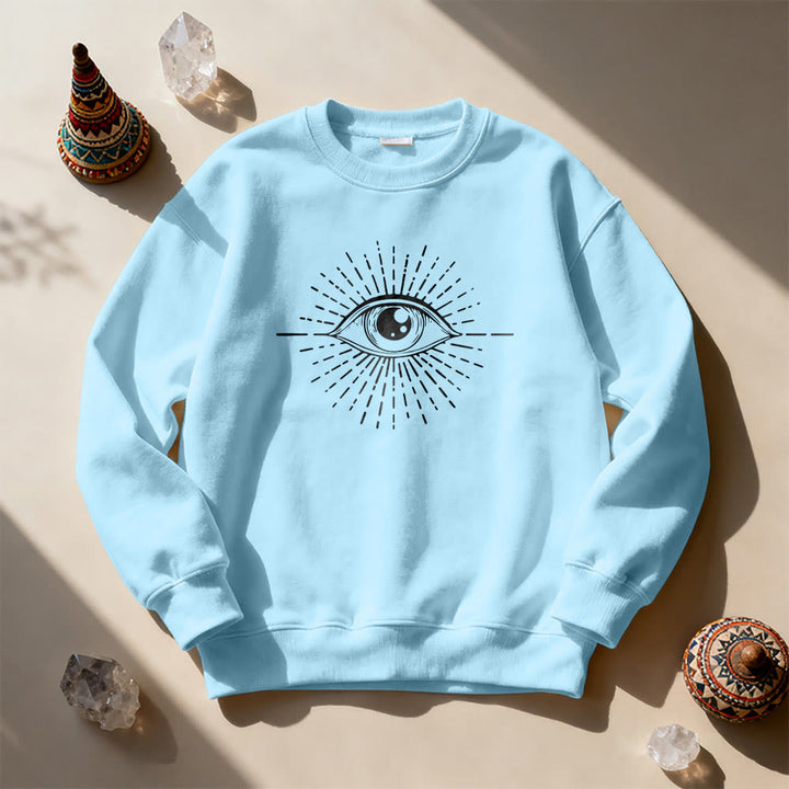 Olivenorma Spiritual Evil Eye Sunburst Sweatshirt  - Blue - 2XL - image 13