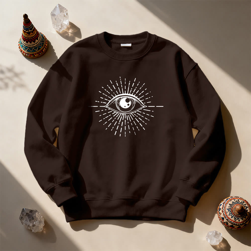 Olivenorma Spiritual Evil Eye Sunburst Sweatshirt  - Brown - 2XL - image 9