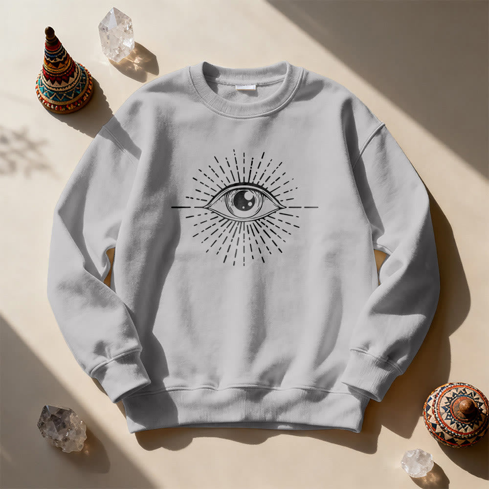 Olivenorma Spiritual Evil Eye Sunburst Sweatshirt  - Gray - 2XL - image 7