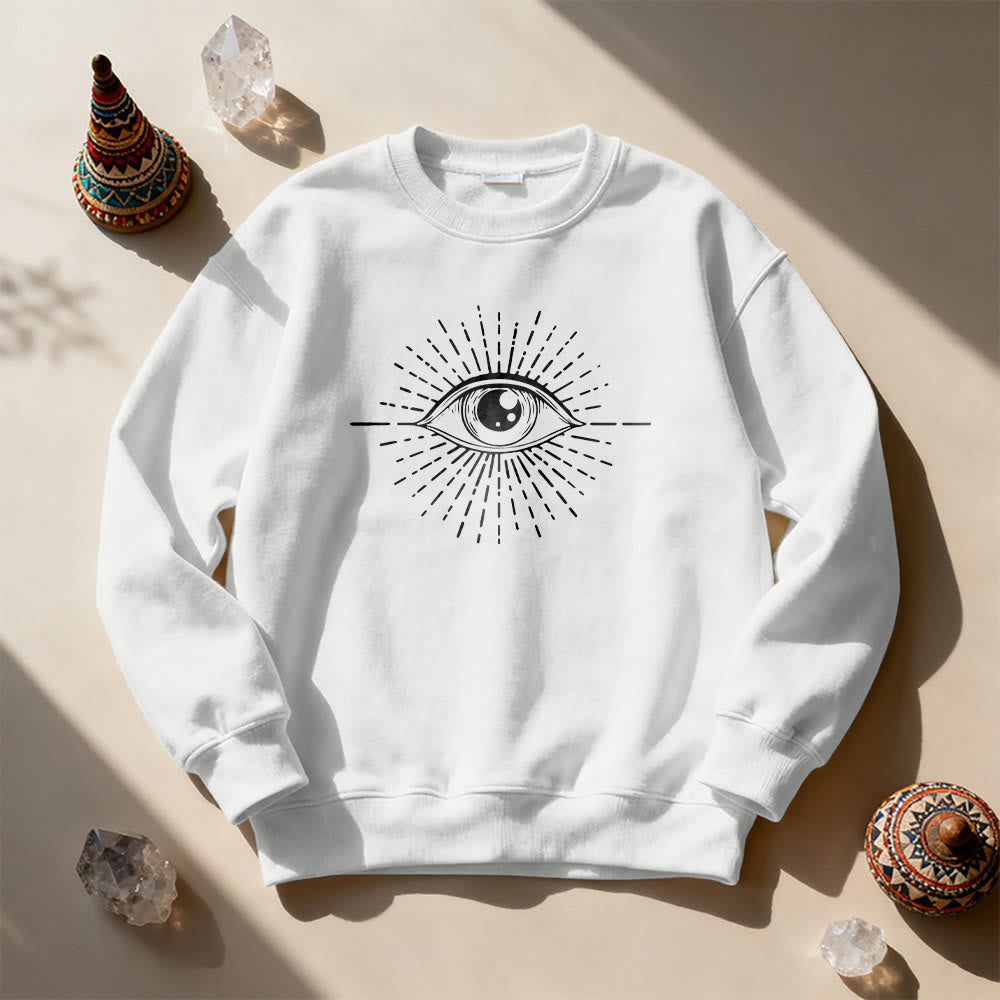 Olivenorma Spiritual Evil Eye Sunburst Sweatshirt  - White - 2XL - image 3