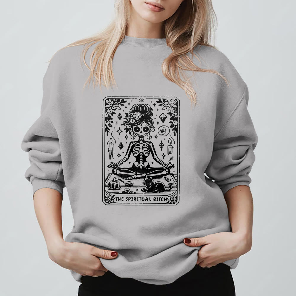 Olivenorma"THE SPIRITUAL BITCH"Tarot Spiritual Skeleton Sweatshirt  - image 4