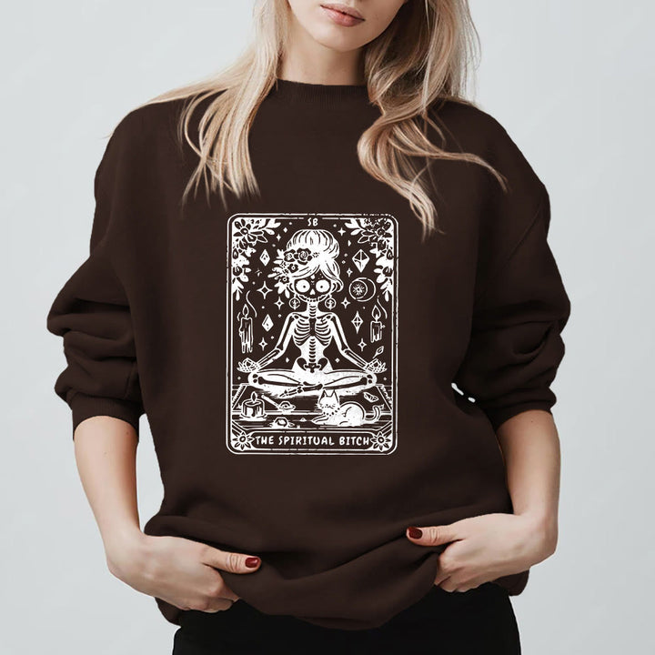 Olivenorma"THE SPIRITUAL BITCH"Tarot Spiritual Skeleton Sweatshirt  - image 6