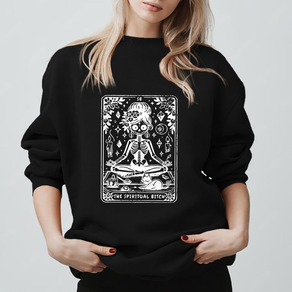 Olivenorma"THE SPIRITUAL BITCH"Tarot Spiritual Skeleton Sweatshirt  - image 2