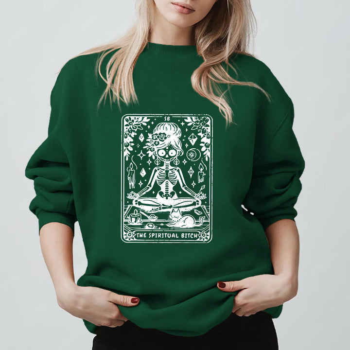 Olivenorma"THE SPIRITUAL BITCH"Tarot Spiritual Skeleton Sweatshirt  - image 14