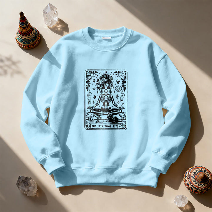 Olivenorma"THE SPIRITUAL BITCH"Tarot Spiritual Skeleton Sweatshirt  - Blue - 2XL - image 11