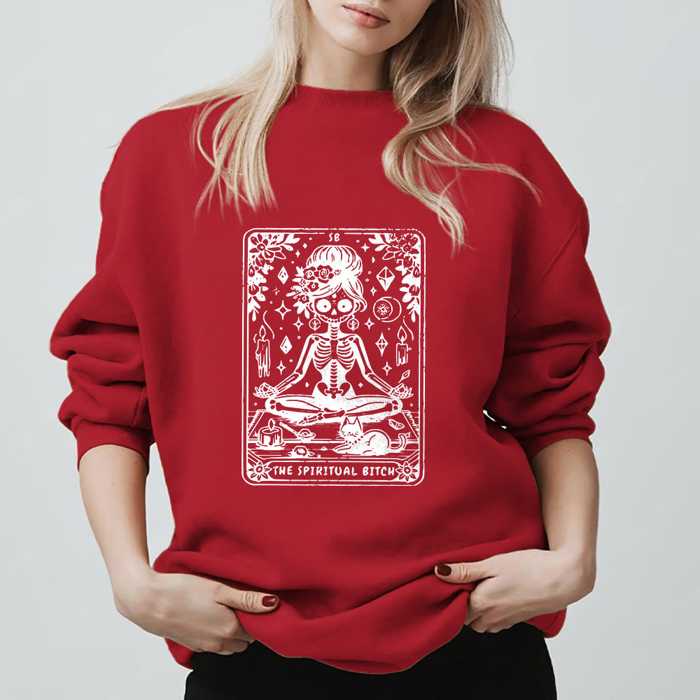 Olivenorma"THE SPIRITUAL BITCH"Tarot Spiritual Skeleton Sweatshirt  - image 12