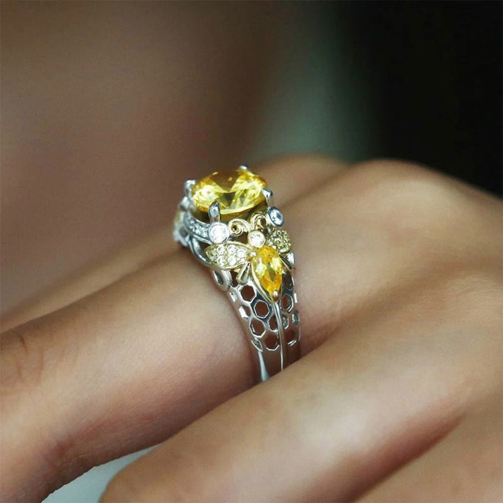 FREE Today: Save The Bees - Citrine Zircon Queen Bee Citrine Ring - image 2