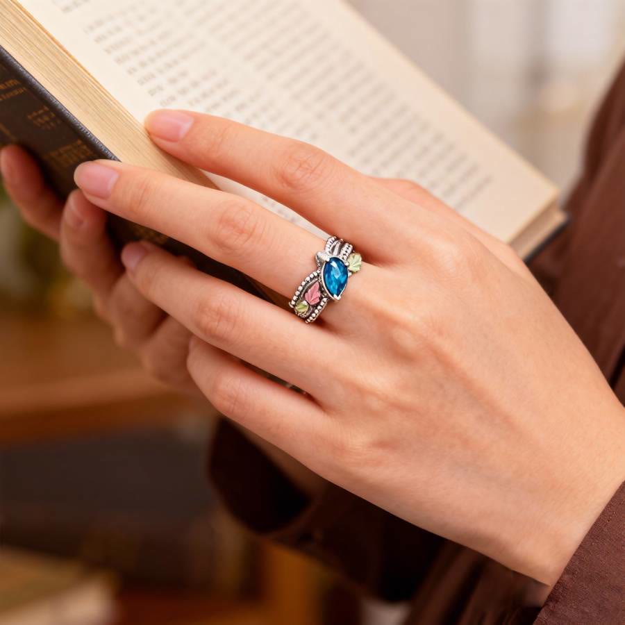 FREE Today: Blue Topaz Leaf Silver Color Ring - image 1