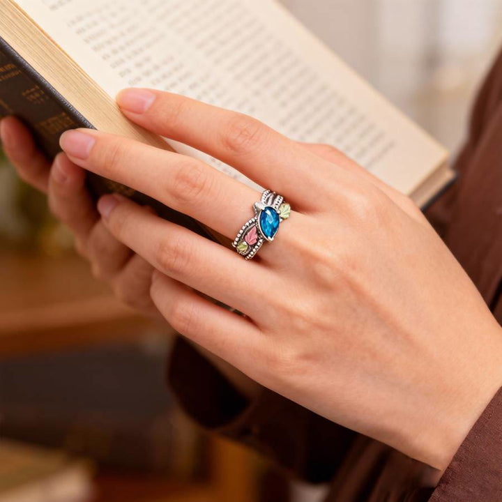 FREE Today: Blue Topaz Leaf Silver Color Ring - image 1