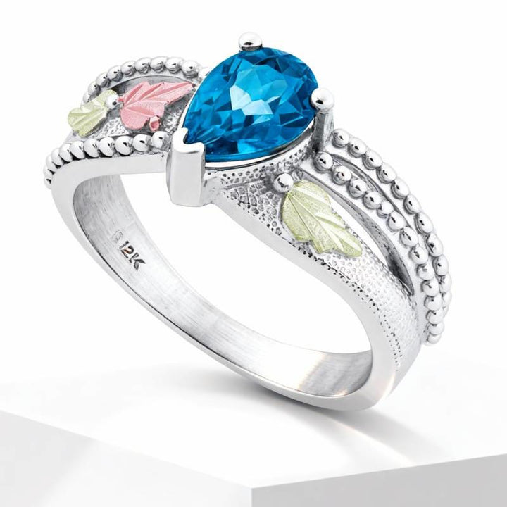 FREE Today: Blue Topaz Leaf Silver Color Ring - image 3