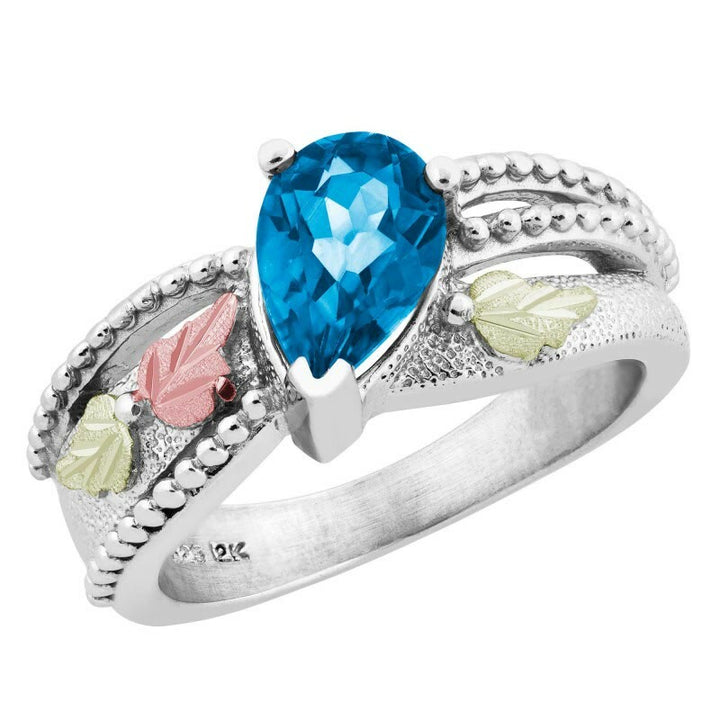 FREE Today: Blue Topaz Leaf Silver Color Ring - US 10 - image 0