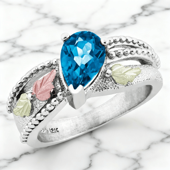 FREE Today: Blue Topaz Leaf Silver Color Ring - image 4