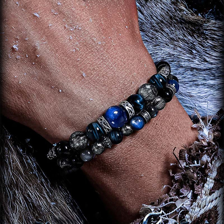 Olivenorma Blue Tiger Eye&Black Quartz Rutilated Beaded Bracelet - image 3
