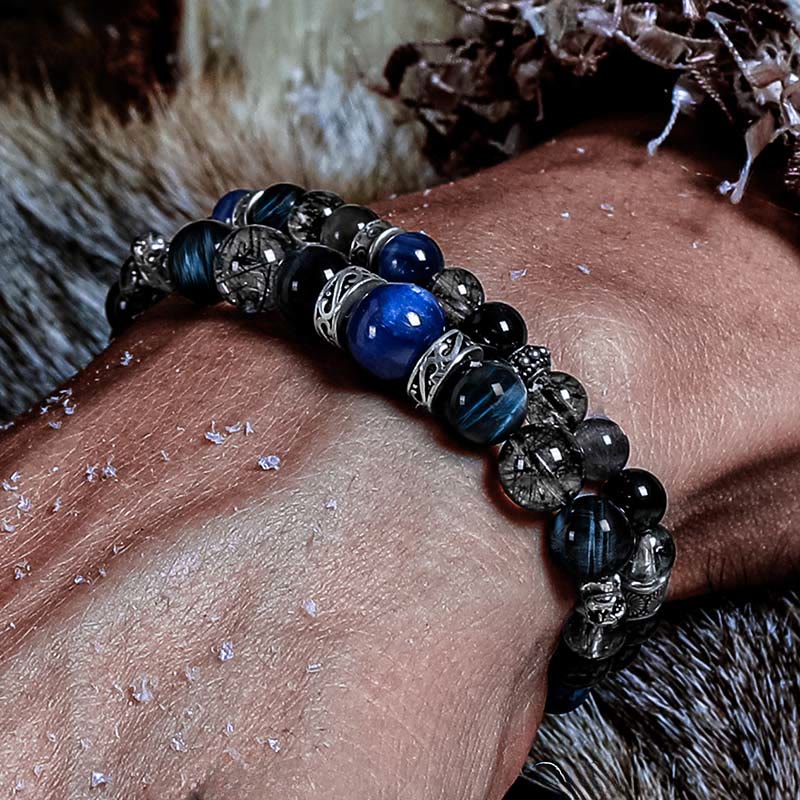 Olivenorma Blue Tiger Eye&Black Quartz Rutilated Beaded Bracelet - image 2