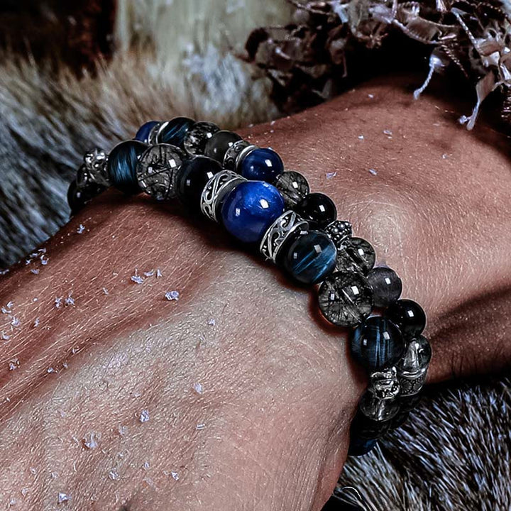 Olivenorma Blue Tiger Eye&Black Quartz Rutilated Beaded Bracelet - image 2