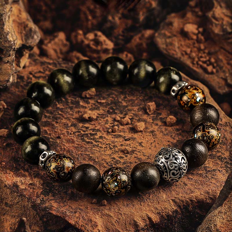 Olivenorma Golden Sheen Obsidian Premium Beaded Bracelet - image 1