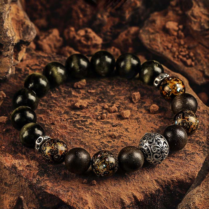 Olivenorma Golden Sheen Obsidian Premium Beaded Bracelet - image 1