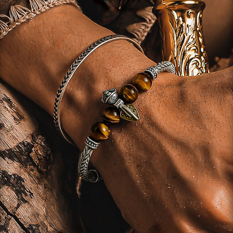 Olivenorma Blade Tiger Eye&Gold Obsidian Beaded Bracelet - image 4