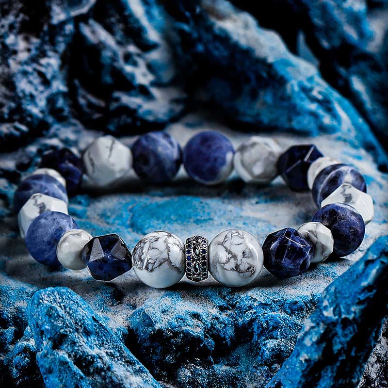 Olivenorma Sodalite&Howlite Beaded Bracelet - 18cm - image 0